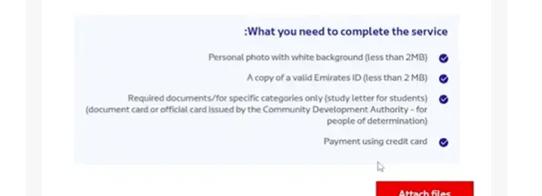 RTA Student NOL Card | Application, Renewal & Price Details 5 Checklist for the Student NOL Application Process, showing personal photo, Emirates ID, category documents, and credit card payment; documents are required.